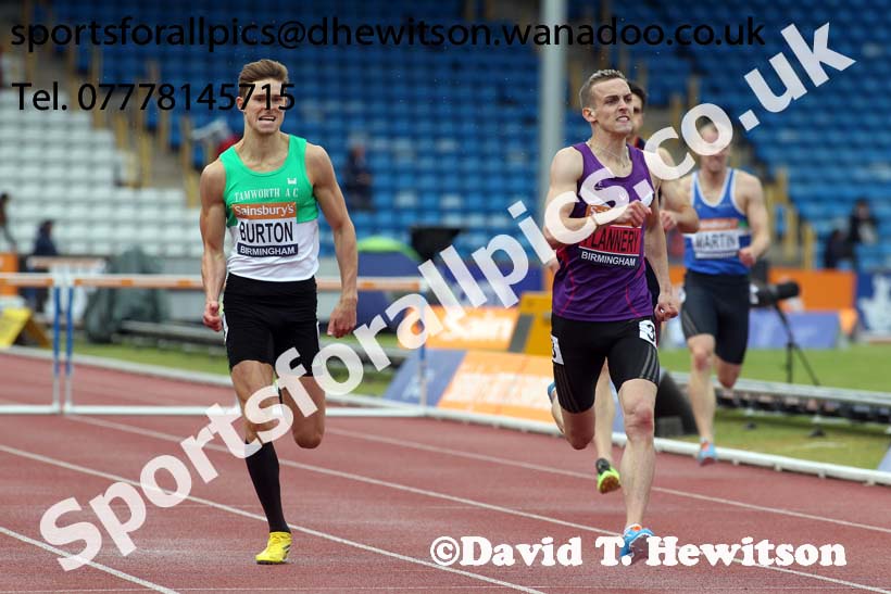 Niall Flannery (Newham) 400 metres hurdles, 2014 Sainsbury's British Championships. Photo: David T. Hewitson/Sports for All Pics